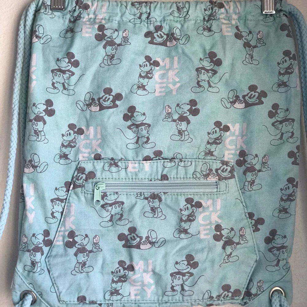 Disney Mickey Mouse Drawstring Backpack Aqua Blue… - image 4